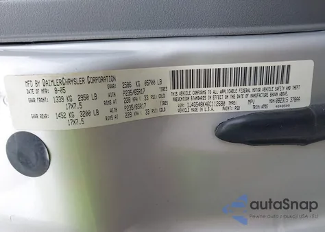 2006 Jeep Grand Cherokee Laredo z USA, uszkodzony, nr VIN 1J4GS48K46C112680